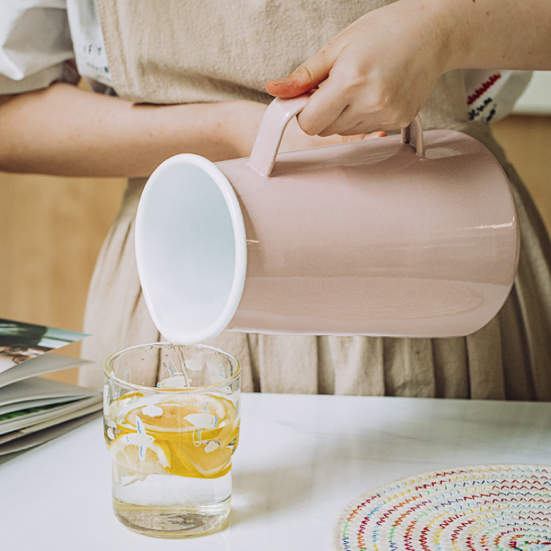 Tree Nordic Wind enamel cold water jug Home Large capacity 2L Cold Kettle High Temperature Resistant Cool White Open Water Cooled Kettle