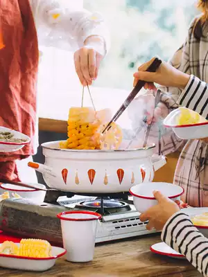 Shuke enamel pot Japanese four seasons soup pot Hot pot pot Household enamel pot Gas induction cooker special enamel pot