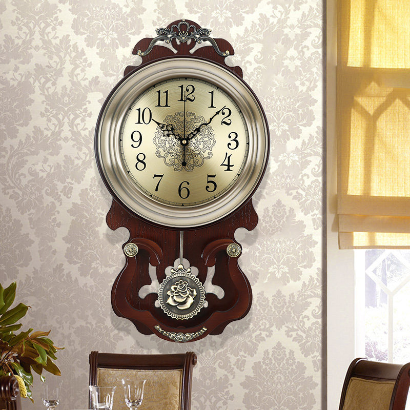 New Chinese Light Lavish Metal Wall-mounted Bell Living Room Home Fashion Mute Hanging Watch Atmosphere Minima Creative Decorative Clock