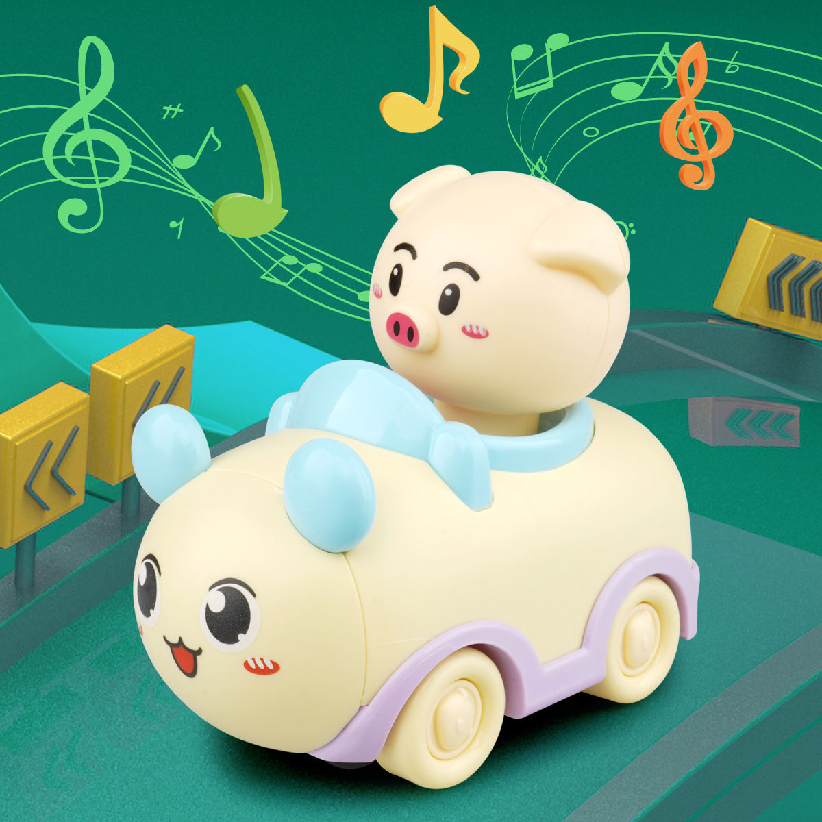 Baby toy car universal wheel rotating children's music pig Baby baby car 0-3-6 months one year old 8