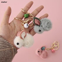Plush Cute Mesh Red Rabbit Pendants Paparazzi Leather Grass Bag Bag Key Buttons Women Ins Nets Red Small And Delicate