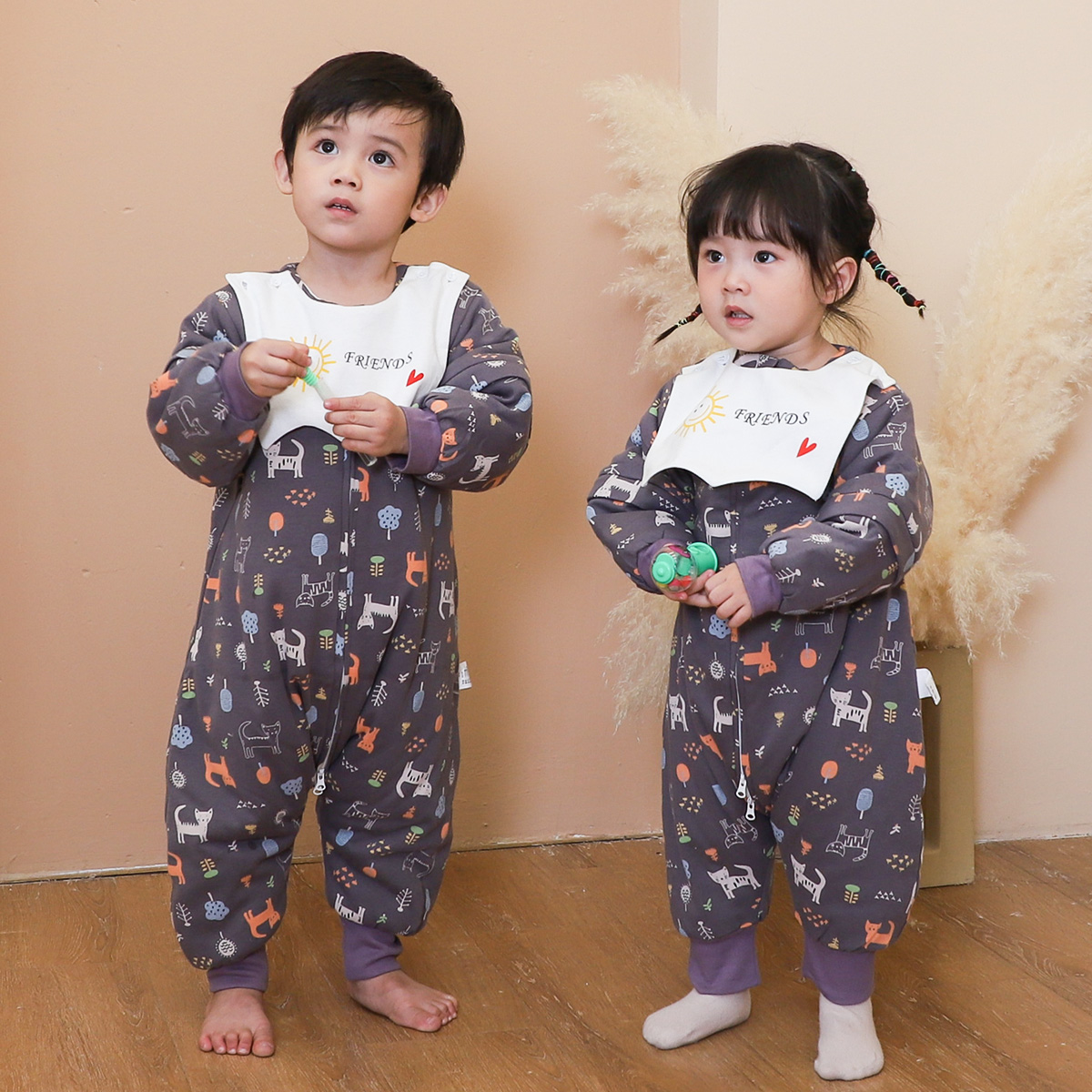 Baby split leg sleeping bag spring and autumn baby pure cotton anti-kick quilt newborn autumn and winter children's medium-thick toddler pajamas