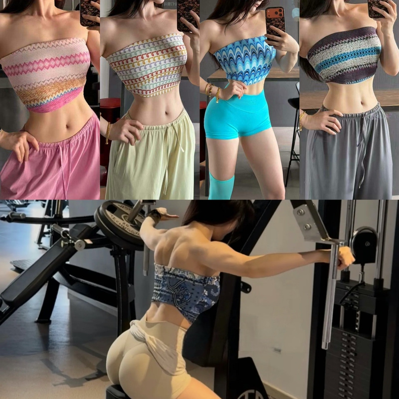 Fixed Cup Bohemian Style Retro Print High-Elastic Yoga Vest with a Naked Feel, Suitable for Sports and Fitness, Can Be Worn Outside, Tube Top for Women Fixed Cup Bohemian Style Retro Print High-Elastic Yoga Vest with a Naked Feel, Suitable for Sports and Fitness, Can Be Worn Outside, Tube Top for Women