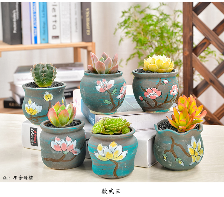 Ceramic pot small special creative breathable more meat more thumb the plants flower pot basin clearance size wholesale