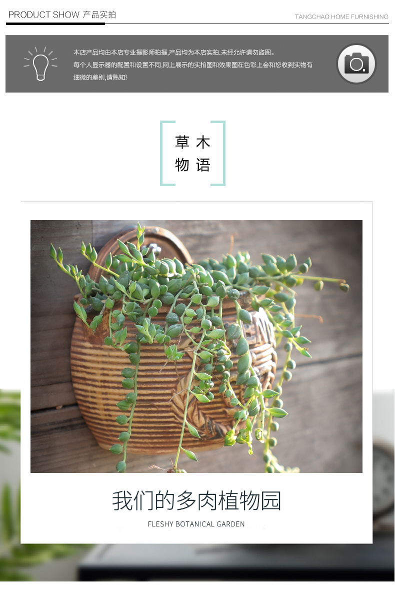 Hanging ceramic flower POTS with a hole more than meat flesh POTS of creative wall decoration indoor Hanging other retro floral outraged