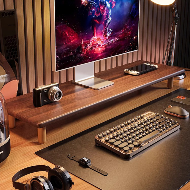 Computer monitor increased elevated solid wood durable