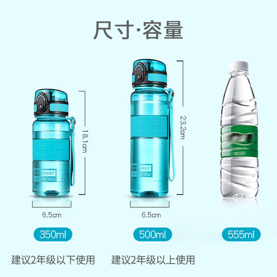 Children's Water Cup for School, Summer Sports Portable Water Bottle, Boys and Girls Primary School Students' Cup, Plastic Anti-Fall Water Bottle