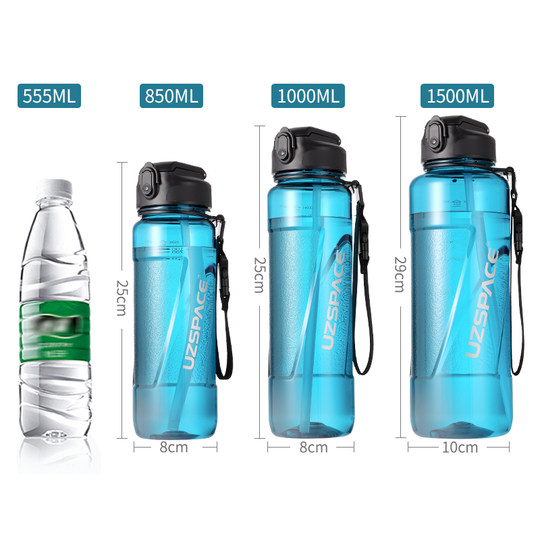 High-Capacity Plastic Water Bottle with Straw for Adults, Pregnant Women, Sports Enthusiasts, Men and Women, 1000ml, ins Style