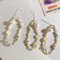 Internet celebrity ins mix and match beads chain short hand rope wrist strap universal mobile phone case ccd camera mobile phone lanyard hanging chain