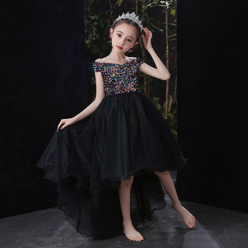 Элитное платье, наряд маленькой принцессы, пианино, наряд для музыкальных выступлений, коллекция 2021, в западном стиле, ассиметричный крой