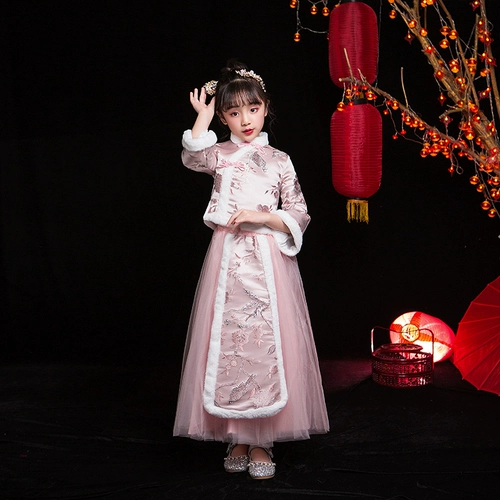 Детское ципао, традиционный свадебный наряд Сюхэ, ханьфу, утепленный демисезонный лонгслив, китайский стиль