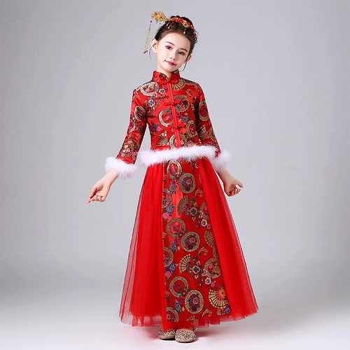 Ципао, детское ханьфу, юбка, детский лонгслив, платье, китайский стиль