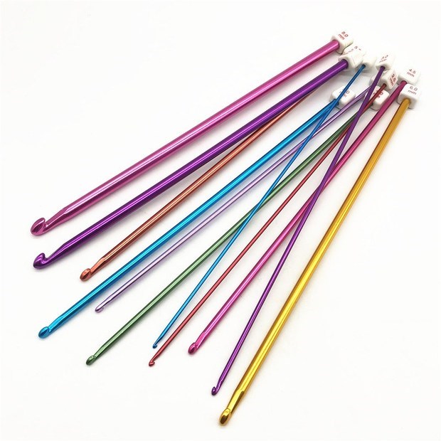 Crochet dài alumina màu đính cườm móc áo len len công cụ đan 27cm Afghanistan crochet - Công cụ & vật liệu may DIY que móc len