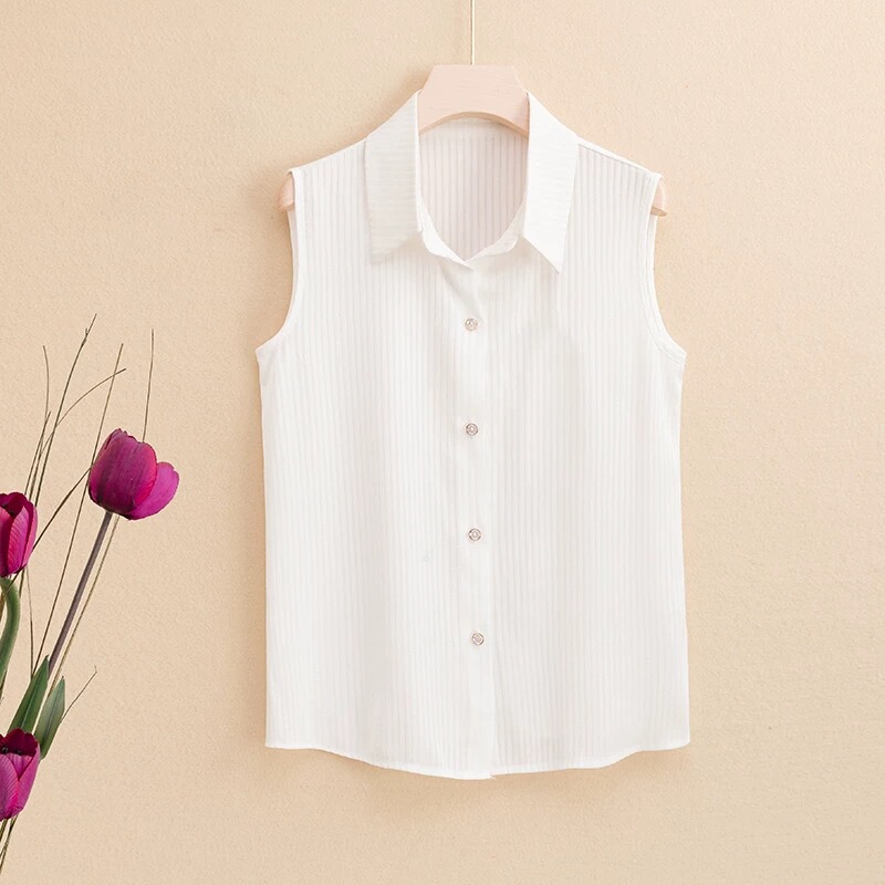 Sleeveless Shirt for Layering, Women's Spring and Summer Vest, Versatile Base Layer, Fashionable Business Attire, Fake Collar, White Sleeveless Shirt for Layering, Women's Spring and Summer Vest, Versatile Base Layer, Fashionable Business Attire, Fake Collar, White