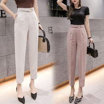 High waist suit pants womens straight loose pants 2021 new spring and summer casual pants slim nine feet Haren pants