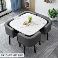 Узорчатый квадратный стол + темно -серая кожа, 90см на рабочем столе