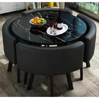 Черный рисунок круглый столик + черная кожа, 90 см на рабочем столе