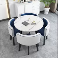 Образец круглого стола + синяя и белая кожа, 90 -сантиметровый рабочий стол