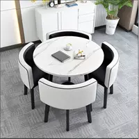 Рабочий круглый столик + черно -белая кожа, 90 см на рабочем столе