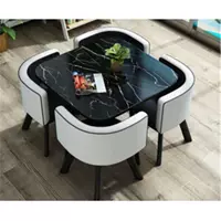 Черный рисунок квадратный таблица + черно -белый кожаный стул, 80 см на рабочем столе