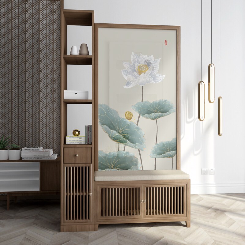 New Chinese-style screen partition bedroom to block household simple modern entry door porch mobile rack storage cabinet
