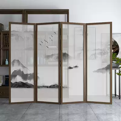 New Chinese screen partition living room bedroom shelter modern simple entrance entrance porch removable solid wood folding screen