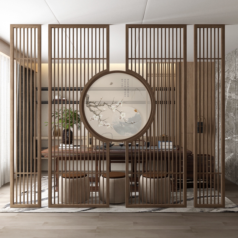 The new Chinese-style screen partitions the living room bedroom to block the home entrance study room decoration Zen hollow seat screen