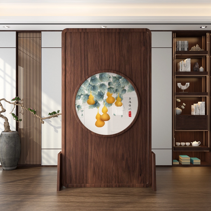 New Chinese screen partition Living room Bedroom block home entrance entrance office Solid wood Zen mobile seat screen