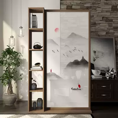 New Chinese screen partition living room bedroom blocking home entrance Entrance Hotel decoration Zen solid wood seat screen