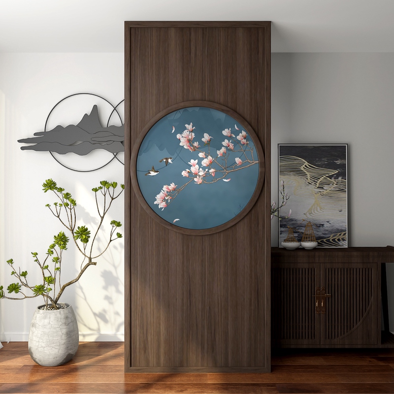 New Chinese Screen Partition Living Room Bedroom Shelter for Home Entry into the house Entrance Xuanguan Hotel Decoration Solid Wood Zen of the Zen Meditation Screen