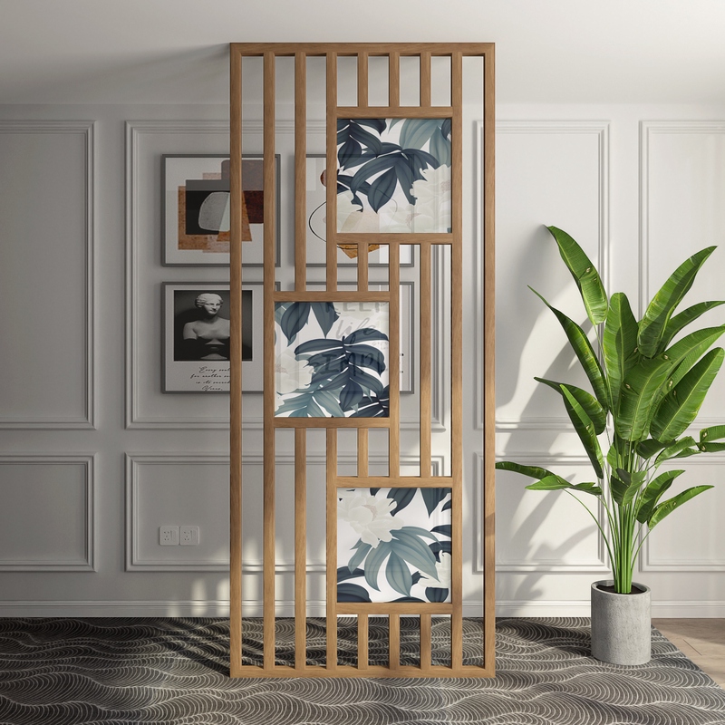 Nordic Screen Partition Living Room Bedroom Shelter Shelter Home Entrance Hygn Guan Hotel Decoration Solid Wood Vertical Stripe Seat Screen