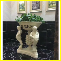Sandstone Small Angel Flower Pot Cell Garden Eurostyle Decorative Arts Flower Bowl Water Bowl Manufacturer Direct