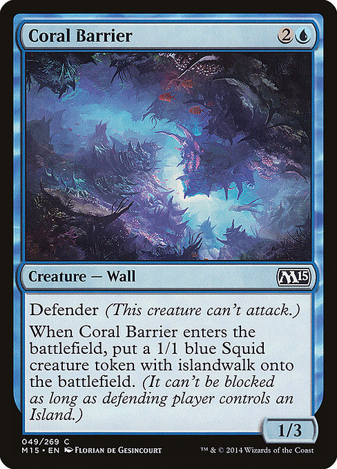 MTG Magic Storm Club M15 Coral Barrier Coral Barrier Blue Iron 49 English