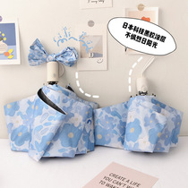 Special Shengins Wind Healing Ensemble Blue Little Flower Safety Automatic Umbrellas Women Sunny sun protection Anti-UV umbrellas