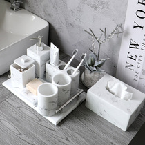 Bathroom Five Pieces Kit Modern Light Lavish Wash Suit Toilet Bath Room Supplies Kit Toothbrush Holder Gargling Cup Complete