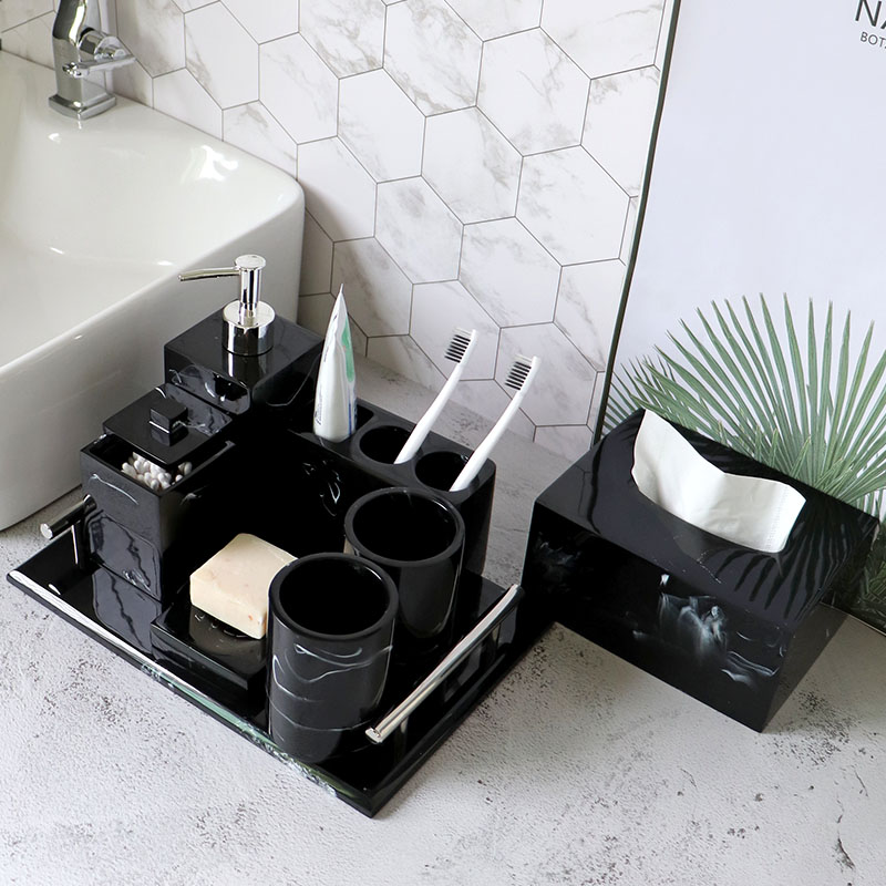 Bathroom Bathroom Toiletries Set Combination Sink Tray Light Luxury Gargle Cup Set Toothbrush Holder