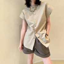 Juneshan Jacques Wei 2022 Early spring New Kan Shoulder Round collar short Machia cardio-hoodie jacket woman