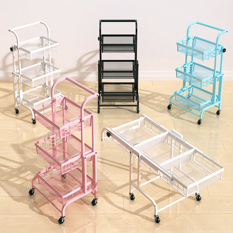 Kitchen trolley storage shelves removable folding floor-to-ceiling living room stalls snacks fruits home multi-storey storage racks