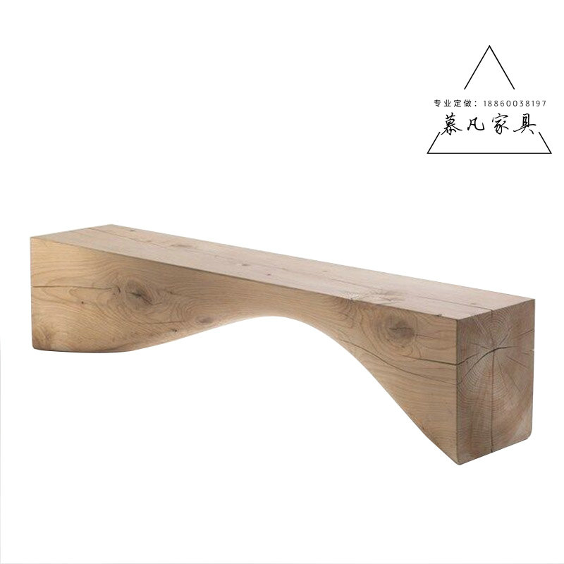 Nordic retro bench log wave-shaped bench homestay solid wood stool change shoe stool rest stool low stool wood pile