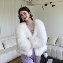 Ice cream girl this year popular fur fox hair double-sided woven V-neck fur coat women Young short winter