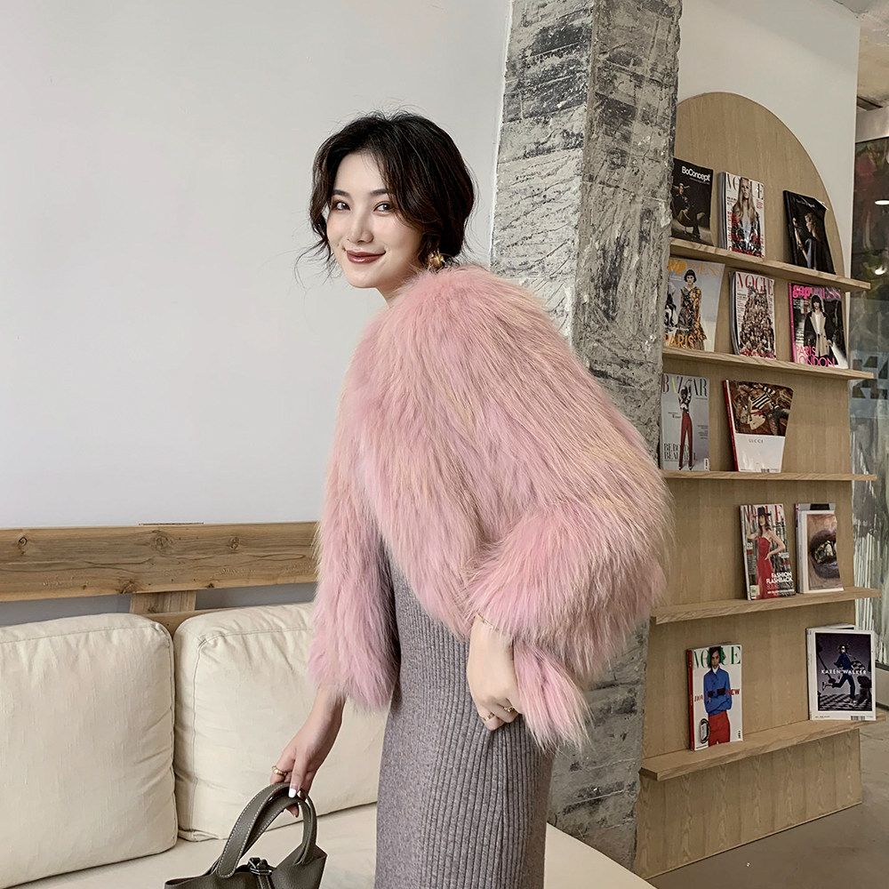 Spill-screen Lingering Rare Red Fox Fur Woven Fur Coats Woman Short Korean version Conspiculess Coat