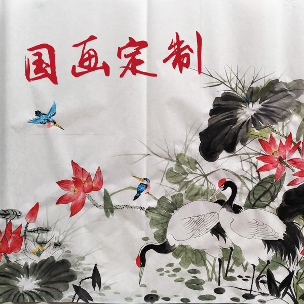 On behalf of the painting copy hand-painted works custom lotus bamboo painting landscape authentic Chinese painting character line drawing meticulous painting manuscript