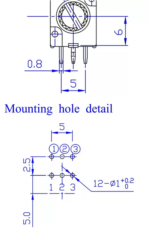 RK097N/RV097G 3/5/6-pin đơn khớp đôi chiết áp có thể điều chỉnh B5K/10K/20K/50K/100K