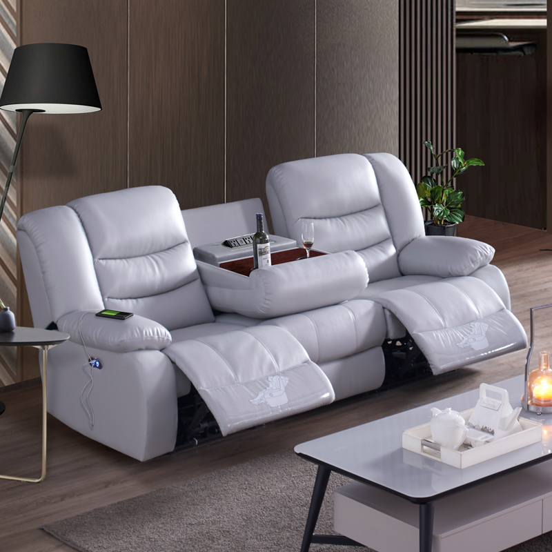 First-Class Space Capsule Sofa Living Room Small Apartment Modern Simple Three-Person Electric Leather Sofa Set