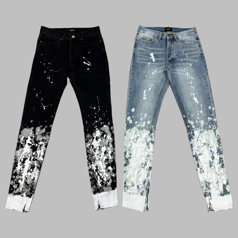 Essentials Czfog Main Line 5Th Splash Ink Blue and Black High Street European and American Slim Fit Washed Vintage Jeans Essentials Czfog Main Line 5Th Splash Ink Blue and Black High Street European and American Slim Fit Washed Vintage Jeans