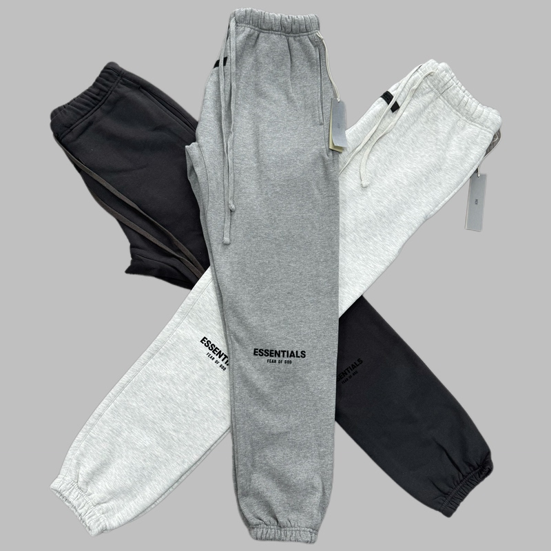 Essentials Czfog Factory Director's Double-Line Flocked Letter Logo Pants, Autumn and Winter Fleece-Lined Jogger Casual Sweatpants for Men