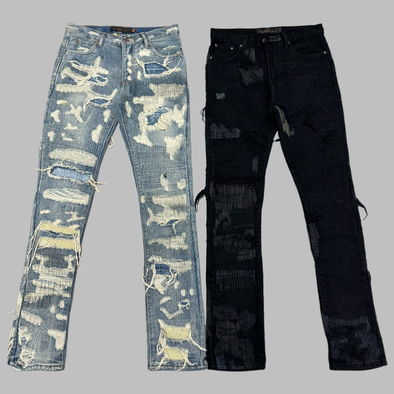 Explore the Factory Director's Uc85 Distressed Denim Pants, Heavy Vibe Style, High Street Fashion, Unique Unisex Trousers