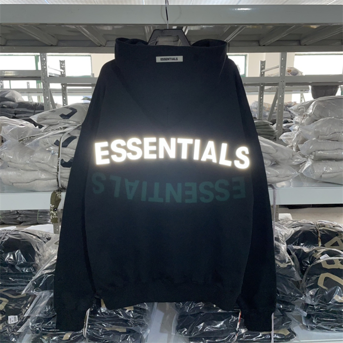 Essentials Czfog Multi-Line Reflective Sweatshirt Fleece-Lined High Street Unisex Couple Loose Casual Hoodie Essentials Czfog Multi-Line Reflective Sweatshirt Fleece-Lined High Street Unisex Couple Loose Casual Hoodie