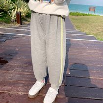  Girls  casual pants 2021 spring new childrens Korean western style loose fashionable long pants baby sweatpants tide