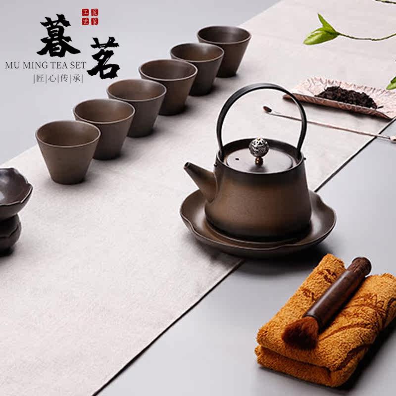 LENIBERK kung fu ceramic whole set of coarse pottery tea tea tea tea tea set Japanese style home Ti-liang tea cup Subbrief